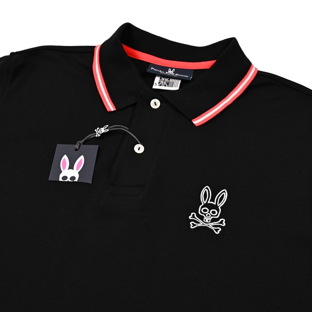 Psycho Bunny Men's Medium Gresham Tipped Pique Short Sleeve Polo Shirt Golf NWT